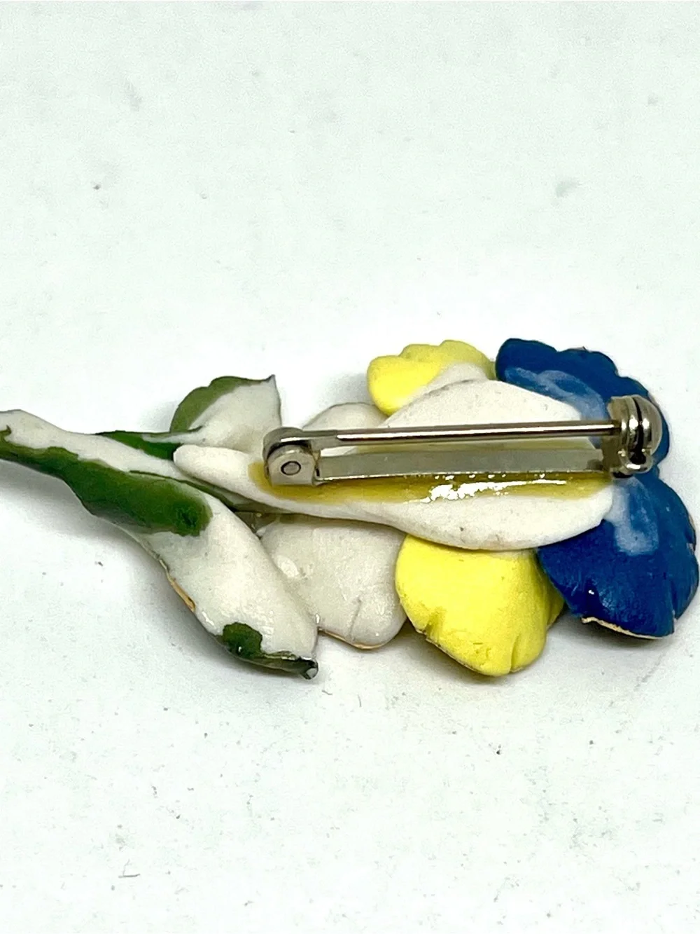 Vintage Enamel Pansy Flower Brooch